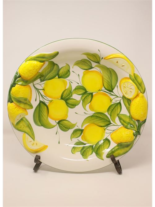 ciotola con limoni dipinti e in rilievo ceramica L'Oasi ceramiche | CIOTOLARILIEVOLIMONIGRANDE36CM